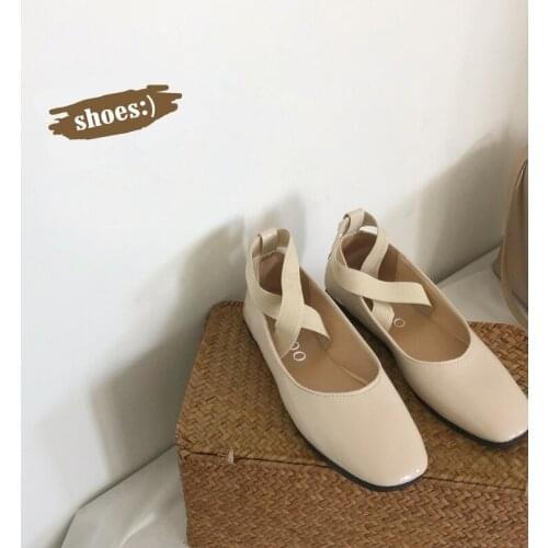 Women Flat Shoes New Ladies Shoes Fashion Square Toe Elastic Band Flat Shoes Spring/Autumn Casual Womens Shoes W33-74