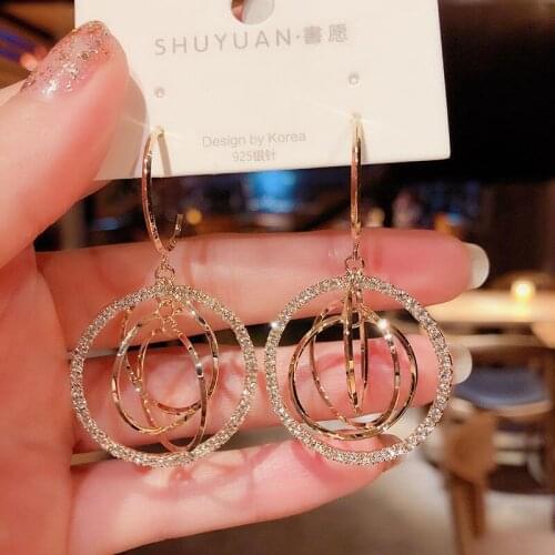 Womens Geometric Drop Earrings 2021 New Round Pendant Earrings Women Jewelry Gold Color Fashion Trend Fashion Unusual Earrings