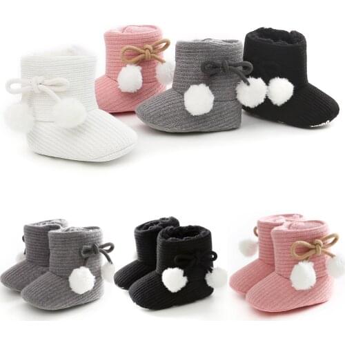 Ma&Baby 0-18M Newborn Infant Baby Girls Snow Boots Cute Pom Pom Bow Cotton Shoes Autumn Winter Warm Boots