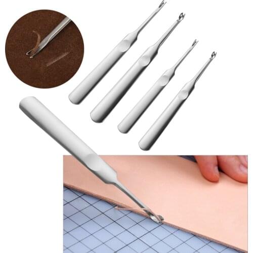 1/2Pcs U+V Shaped Leather Stitching Skiving Tool S/L Groover Punching Tool Kit Leathercraft Hole Puncher Edge Beveler Tool Kit