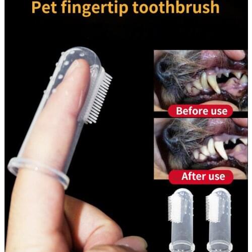 1pc Pet Finger Toothbrush Teddy Dog Brush Bad Breath Tartar Teeth Tool Dog Cat Cleaning Pet Supplies Dog Teeth Cleaning