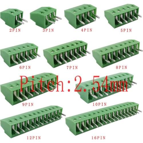 10Pcs 2.54mm Pitch PCB Screw Terminal Block Connector KF128-2.54 2P/3/4/5/6/7/8/9/10/12Pin/16 Pin Terminals for 26-18AWG Cable
