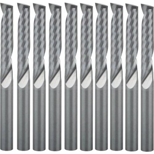 10pcs 4x22mm Single Flute Bit Carbide End Mill Set, CNC Router End Mills for Wood Cutter Milling