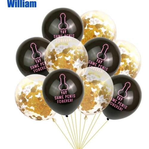 10pcs Bachelorette Balloons Bachelor Party Penis Balloon YAY Same Penis Hen Night Party Sequin Wedding Balloon Accessories