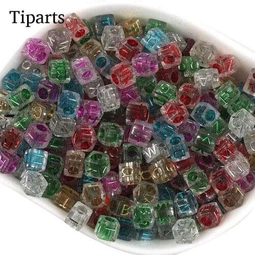 100pcs/lot Mixed Jelly Acrylic Letter Beads Square Alphabet Digital Cube Spacer Beads For Jewelry Making Handmade Diy Bracelet