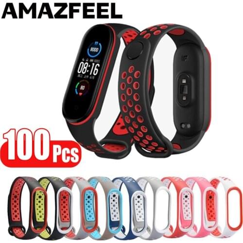 100Pcs/Pack Mi Band 4 Bracelet Strap Wrist Band Sport Breathable Silicone Strap Belt for Xiaomi Mi Band 4 3 Wrist Straps MiBand