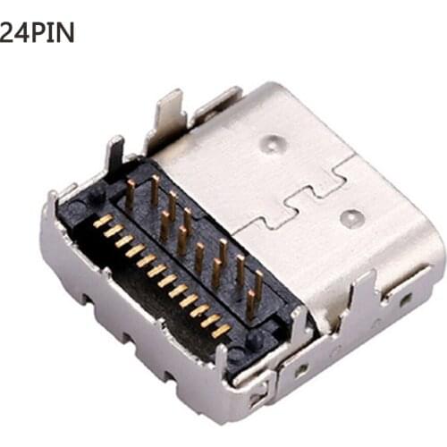 2-5pcs Type C Micro 24Pin USB 3.1 DIP SMT Fixed feet with iron shell Female Port Jack Tail Sockect Plug charge data connector