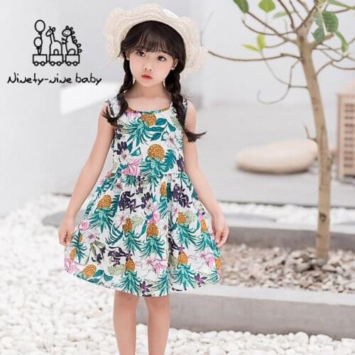2019 Summer Sleeveless Girls Dress Baby Girl Clothes Print Floral Dress Wedding Pageant Formal Beach Dresses Sundress Clothing