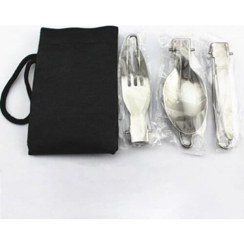 3pcs/set Outdoor Camping Portable Fork knifes Tableware Tools Fold Knifes Utensil Spoon Set Picnic Flatware Travel Dinnerware