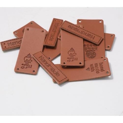 50Pcs Clothing Tags Letter Print Garment Labels Handmade Faux Leather Patches Sew On Jeans Bag Shoe Badges DIY Sewing Tag Crafts