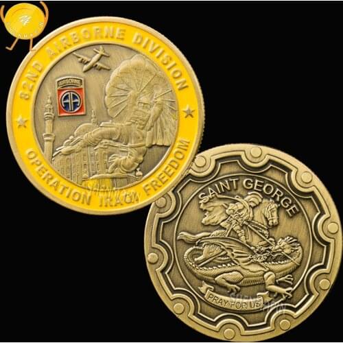82ND Airborne Division Commemorative Coin Operation Iraqi Freedom Challenge Coin Saint George Honor Coins Collectibles