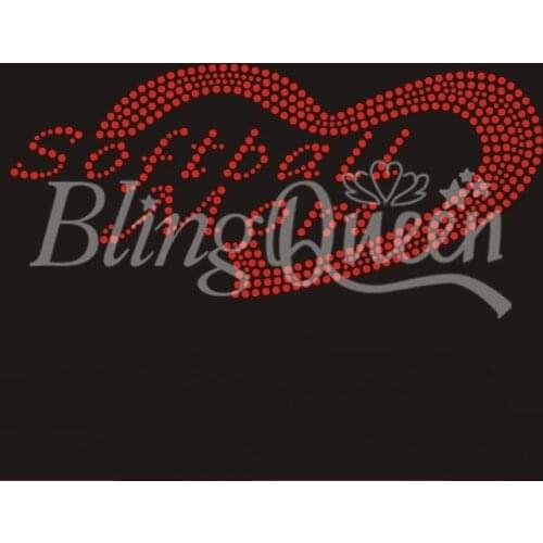 BlingQueen 25PCS/LOT Korean Rhinestone Transfers Softball Mom Design
