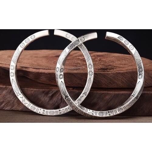 999 Sterling Silver Fish Cuff Bangle For Women Men Twisted Type Jewelry A5673