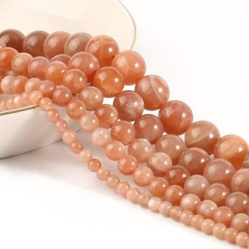 4/6/8/10/12mm Natural Sunstone Stone Beads Round Loose Gem Spacer Beads for Jewelry Making DIY Bracelets Necklace 7.5/15inch