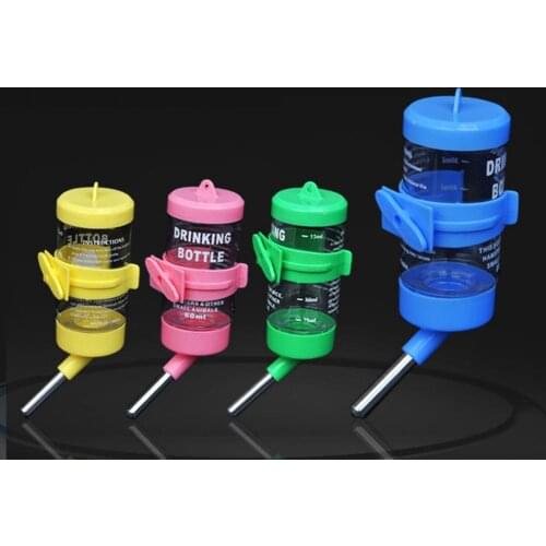 80ML/125ML Hamster Water Bottle Steel Ball Design Non-drip Plastic Small Animal Auto Dispenser Small Pet Water Dispenser