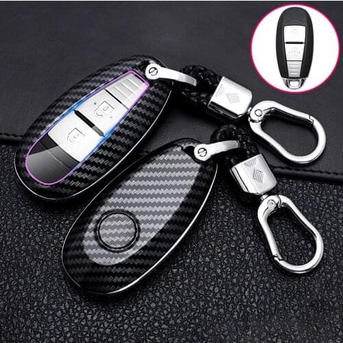 ABS Carbon Fibe Car Remote Key Full Cover Case Protect Keychain For Suzuki Kizashi Vitara Ignis SX4 Baleno Ertiga S-Cross Shell