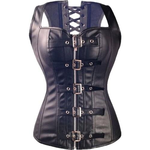 Plus Size S-6XL Steampunk Black Corset Steel Boned Lace Up Overbust Corset Women Waist Corsets And Bustiers Corpetes E Corselet