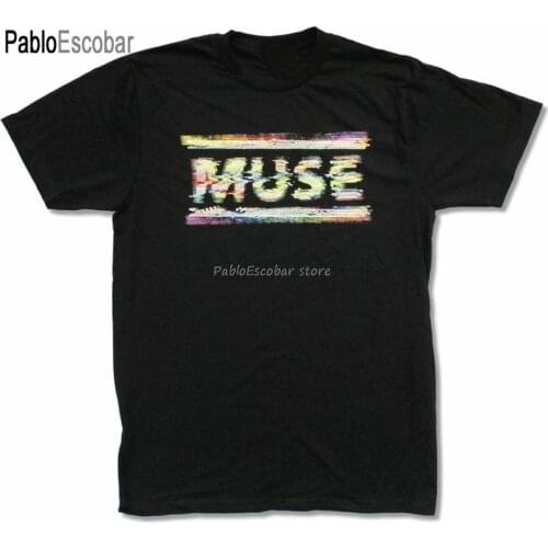 Men brand tshirt summer top tees Muse Static Black T Shirt New Band Merch Tops New Unisex Funny Tee Shirt