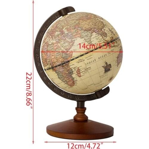 22cm World Globe Earth Map In English Retro Style Wooden Base Globe Geography Educational Toys Decoration Business Office Gift