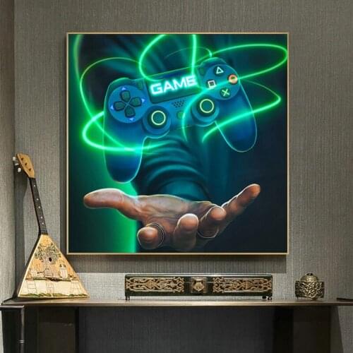Gamer with Gamepad Canvas Paintings Colourful Modern Posters and Prints Game Handle on The Wall for Boy Kids Room Decor Cuadros
