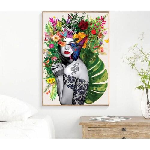Flower Fashion Poster Nordic Canvas Painting Figure Quote Wall Art Pictures For Living Room Modern Decorative Prins On The Wall