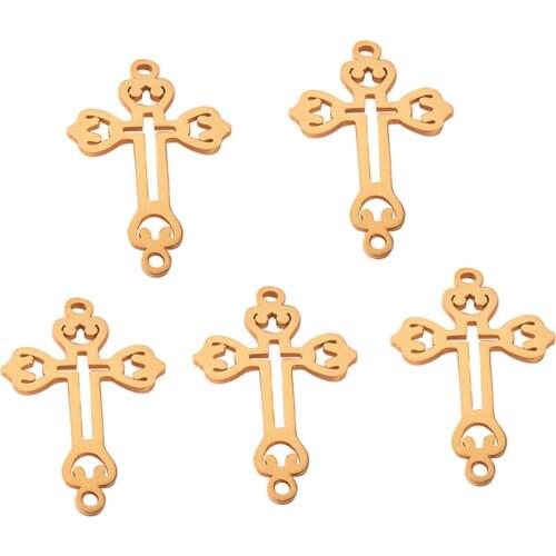 5Pcs/lot Stainless Steel Cross Pendant Charms For Necklace and Bracelet DIY For Jewelry Making Accessories gift