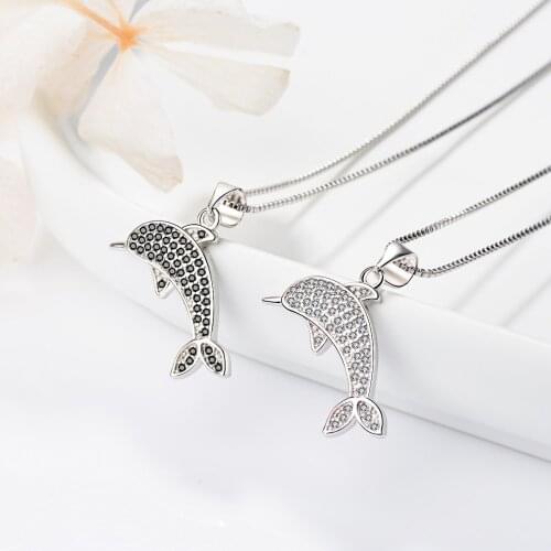 Sterling Silver S925 Diamonds Necklaces Pendants for Women Christmas Party Fish Silver Necklaces Office/career Fine Jewelry