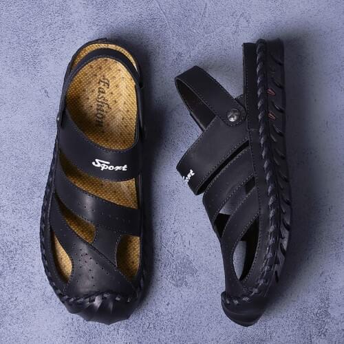 QZHSMY Men's Leather Sandals