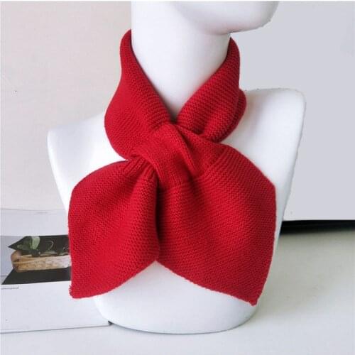 Elegant Korea Small Bow Fishtail Scarves For Women Lady Girl Vintage Sweet Knit Warm Shawls Scarf And Wrap Couple Cross Scarves