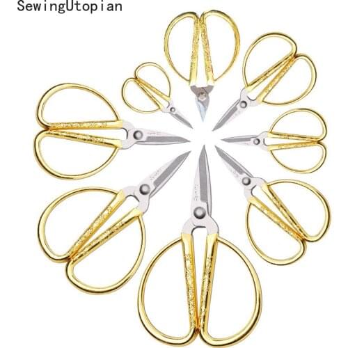 Stainless Steel Sewing Gold Scissors Short Cutter Durable Vintage Embroidery Tailor Scissors Fabric Cutter Craft Tool for Sewing