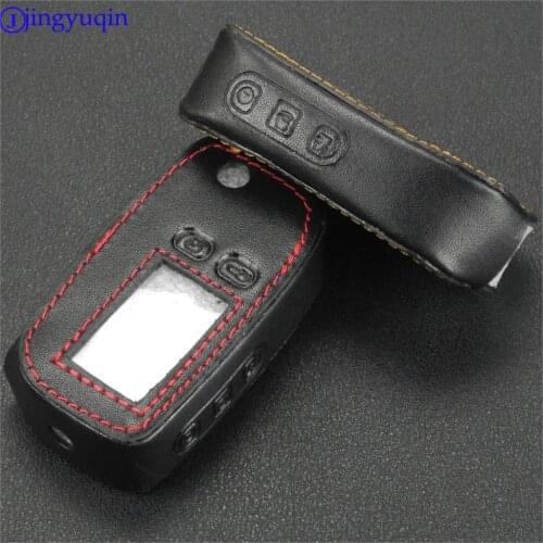 Jingyuqin Remote Folding Flip 5 Buttons Leather Key Case Fob Cover for Tomahawk TW9010 TW9020 TW9030 Two Way Alarm System
