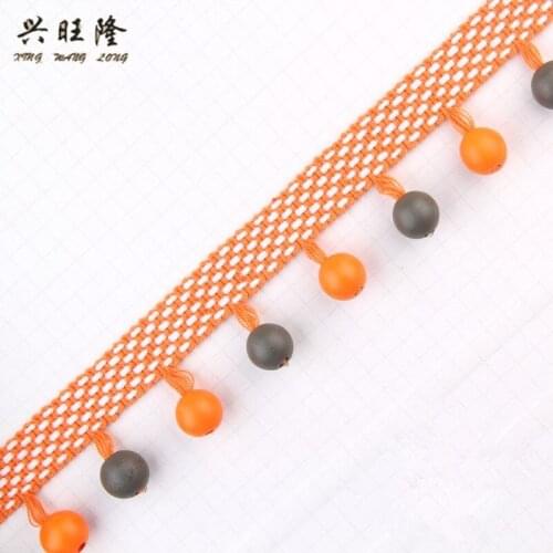 XWL 12M/Lot Wood Beads Curtain Lace Trim Sofa Stage Decor Tapestry Curtain Accessories Tassel Fringe Lace Ribbon DIY Sewing