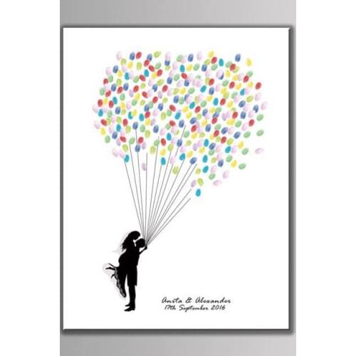 Bride And Groom Wedding Guestbook Fingerprint Sign Custom Couple balloons names and date Print Fingerprints wedding decoration