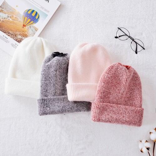 Good Quality Rabbit Fur Hat For Women Beanies Winter Knitted Cashmere Hat Autumn Solid Bonnet Femme 2020 Winter Caps
