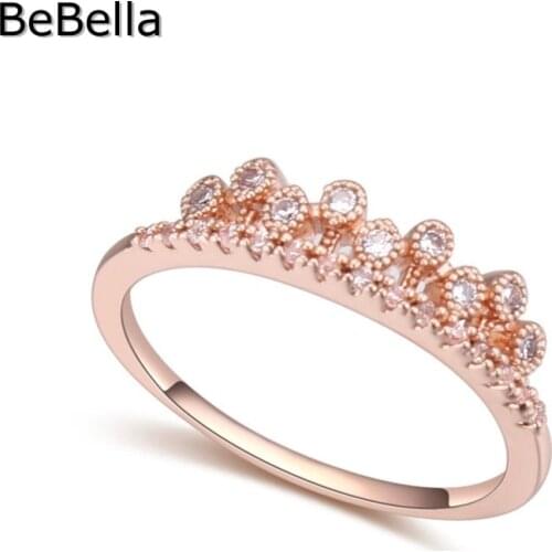 BeBella Crown Shape Finger Ring For Women Wedding Party Made With Cubic Zirconia Stone Fashion Bride Wedding Jewelry Gift