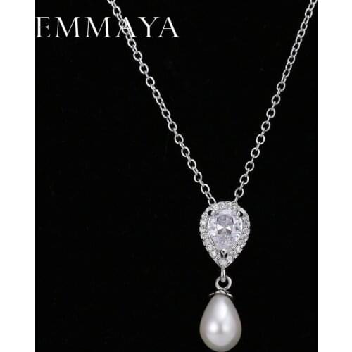 EMMAYA New Cute Female Luxury Pearl Necklace CZ Pendant Necklace Jewelry for Women Wedding Gift