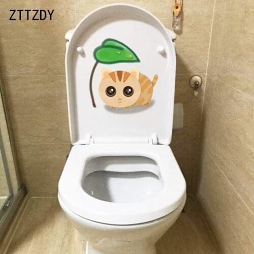 ZTTZDY 21.1*23.8CM Kids Bedroom Wall Decor Home WC Toilet Seat Sticker Cartoon Cat T3-0315