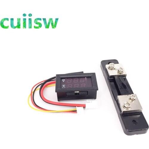 10PCS For 0-100V/50A Red Blue Digital Voltmeter Ammeter 2in1 DC Volt Amp Meter W/ Shunt Promotion