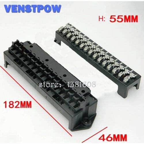 15 Way Black Car Seat Medium Relay Fuse Box Assembly with 30pcs Terminals Car Engine Compartment Insurance Holder Box Mounting