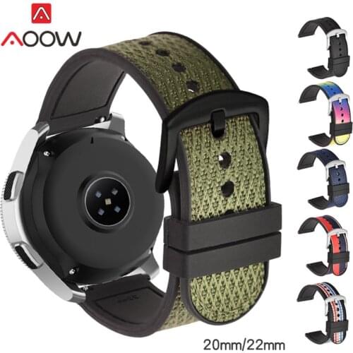 20mm 22mm Woven Nylon Silicone Strap Soft Rubber Sweatproof Sport Replacement Band for Samsung Galaxy Watch S3 Amazfit Huawei GT