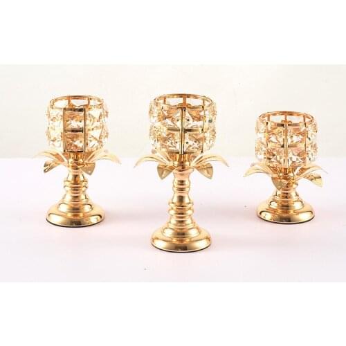 3 pieces of popular European home decoration candle hollow candlesticks plated vintage candlesticks dinner candlesticks