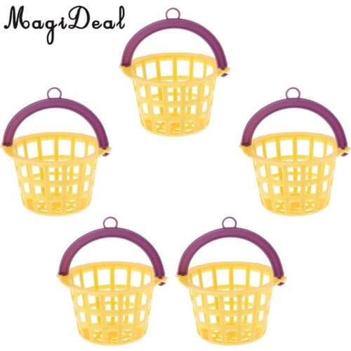 5Pcs/Set Yellow Mesh Basket for 1/12 Dollhouse Any Rooms Accessory Furniture Decoration Kids Children Pretend Play Toy
