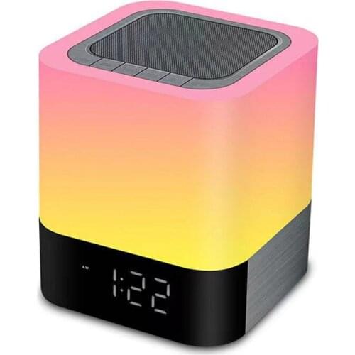 BT Speaker with Colorful LED Loud Inpods Protable Wireless Sound Box Super Bass Mini Clock Soundbar Alarm Loudspeaker
