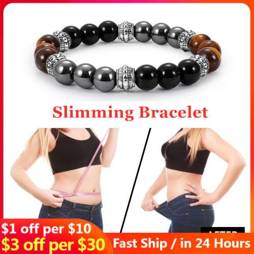 Weight Loss Bracelet Slimming Natural Magnetic Hematite Stone Fat Burning Anti Cellulite Man Woman Therapy Health Care Products