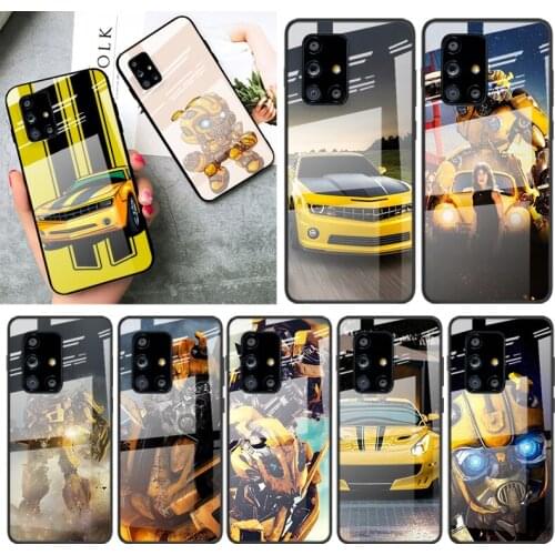 Tempered Glass Cover Hot Bumblebee Sports car For Samsung Galaxy A91 A81 A72 A71 A52 A51 A41 A31 A21S A11 A01 Phone Case