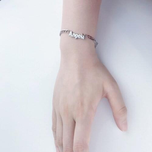 European American Personalized Custom Name Angel Bracelet Jewelry gift for girlfriend stainless fashion men and women steel