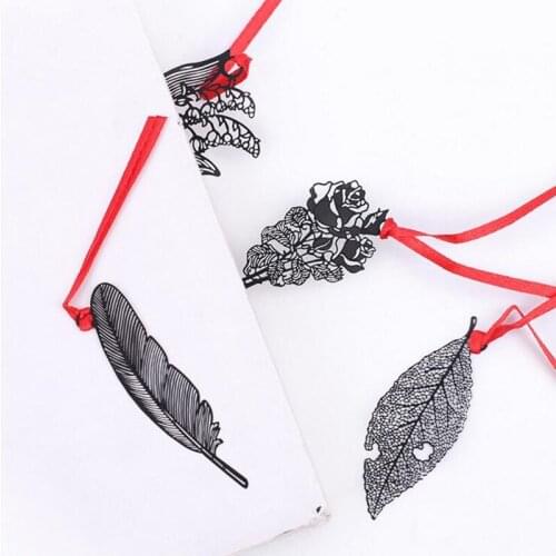 1pcs/lot Exquisite Animals & Plants Hollow black Metal Bookmark Book Label Gift Stationery