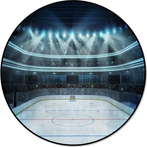 Arena Ice Hockey Round Rug Carpets for Living Room Decor Rugs Kids Room Rugs for Bedroom Area Rug Modern Mats