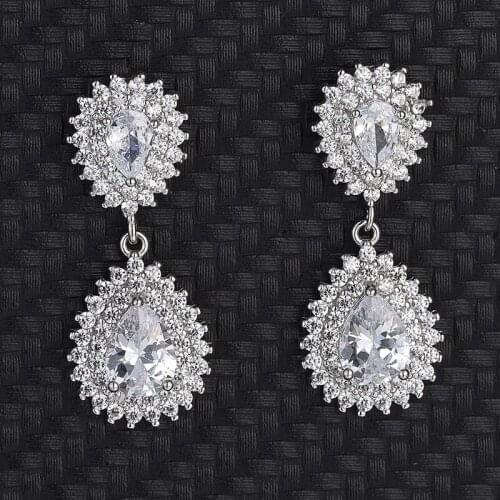 S925 Sterling Silver Exaggerated Earrings With Stones Teardrop Shape Simple And Versatile Earrings Source Factory