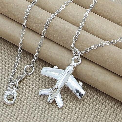 Hot Sale 925 Sterling Silver Pendant Aircraft Necklace Female Lady Classic Necklace Christmas Gift